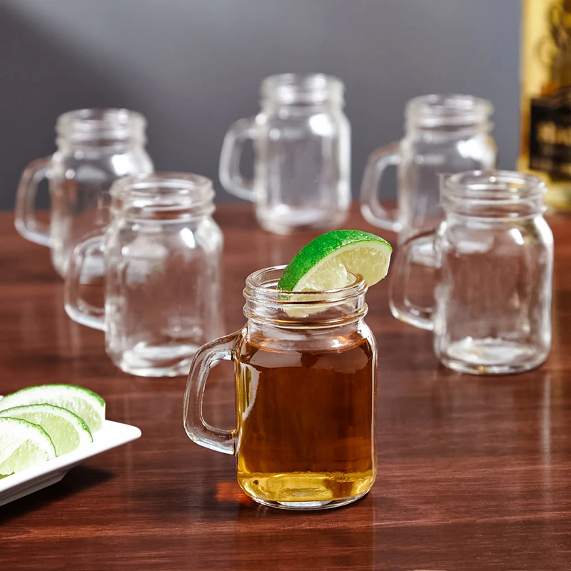 

45ML Wholesale Mason Jar Mini Shot Glass With Handle, Clear