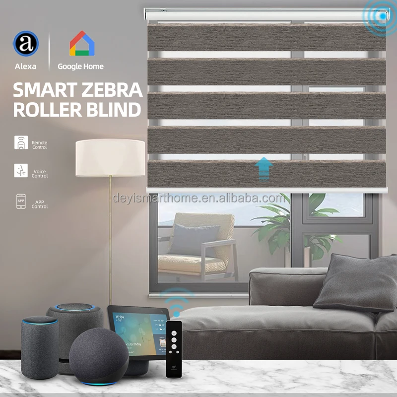 

Deyi Google Alexa Zebra Shades Roller Diy Tuya Wifi Motorized Curtain Motor With Amazo Smart Blinds, Customized color