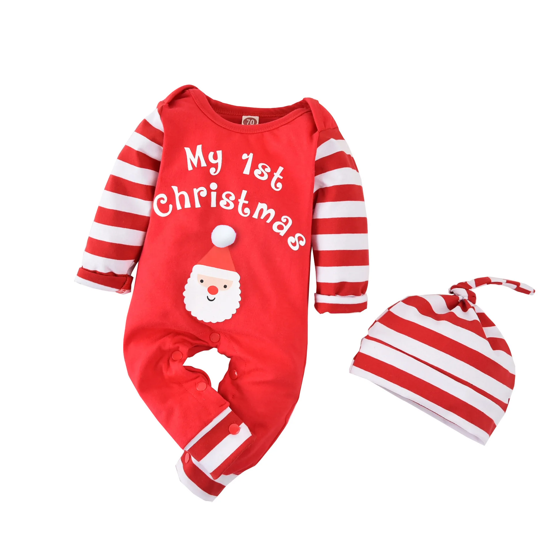 

Christmas Baby Girl Boy Clothes Striped Newborn baby Santa Romper Jumpsuit Playsuit Children Xmas Costume Infant Clothing 0-24M