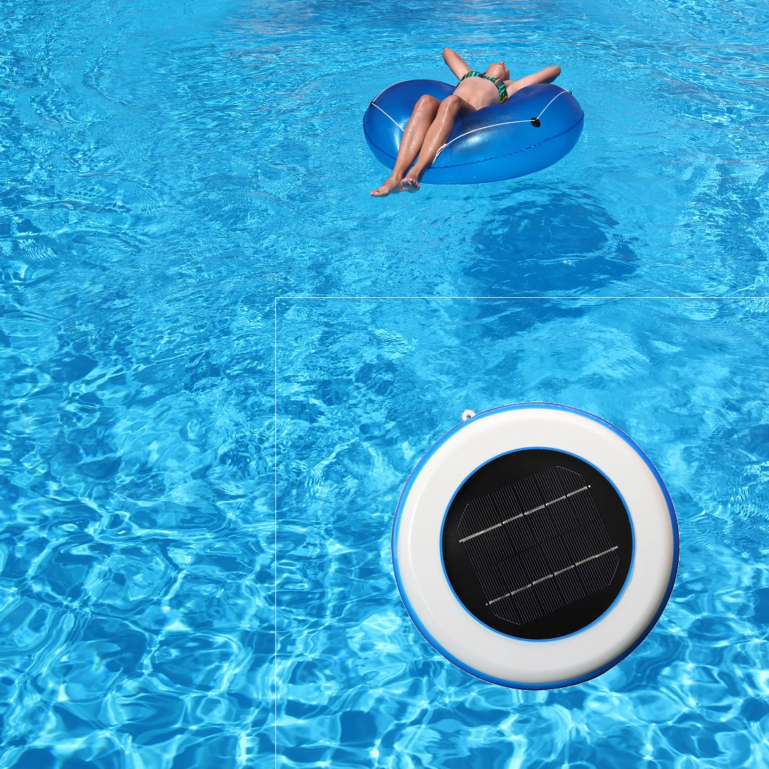 

Solar powered swimming pool piscine copper ionizer reduces chlorines by up to 85%-95%, White/oem
