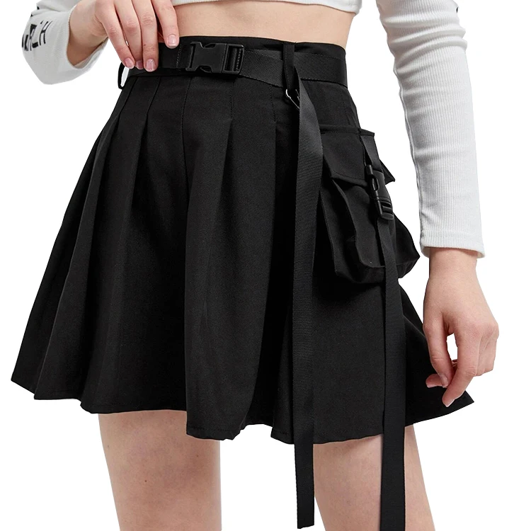 

2021 New Fashion XiuYu Release-Buckle Pleated Belted Cargo Cool Girl Skirt