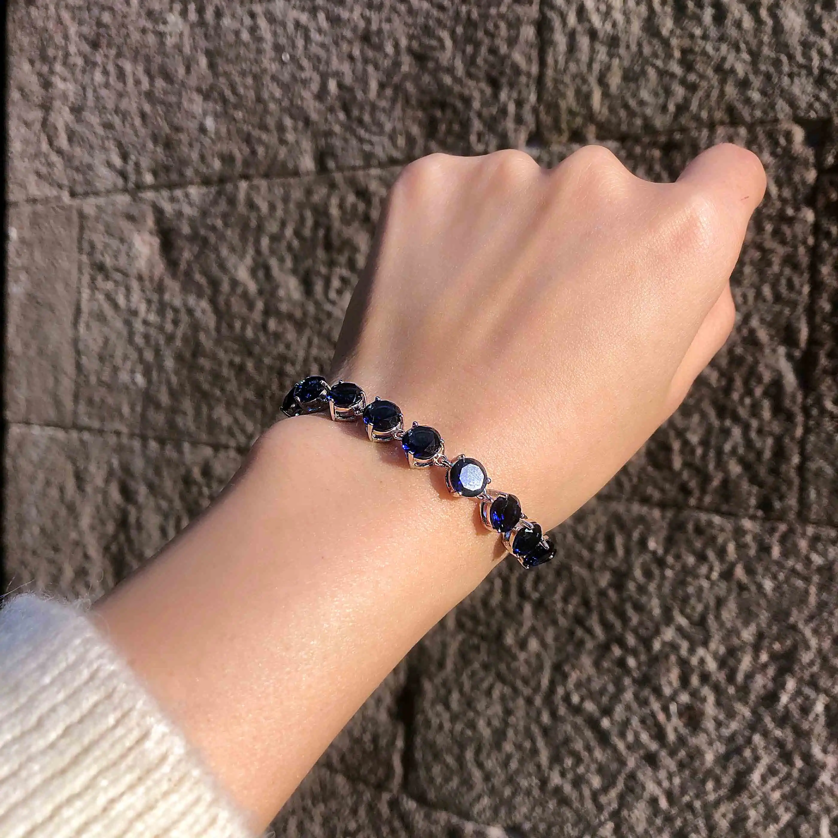 

Silver Jewelry 925 Sterling Blue Tanzanite CZ Diamond Stone Micro Insert Gold Plated Sterling Silver Bracelet, Bracelet Jewelry