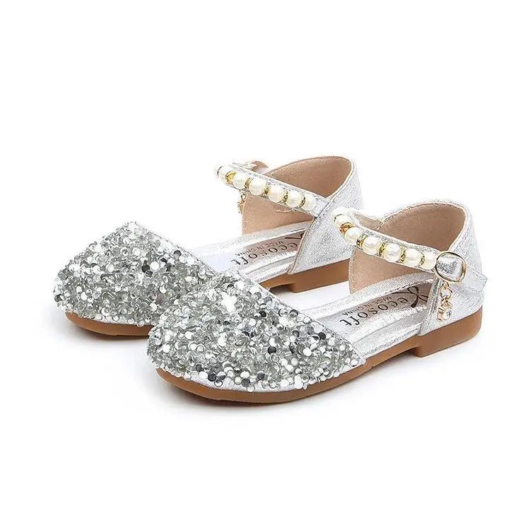 

2021 spring girls casual sandals dance flat shoes fashion non-slip, Silver/pink/gold