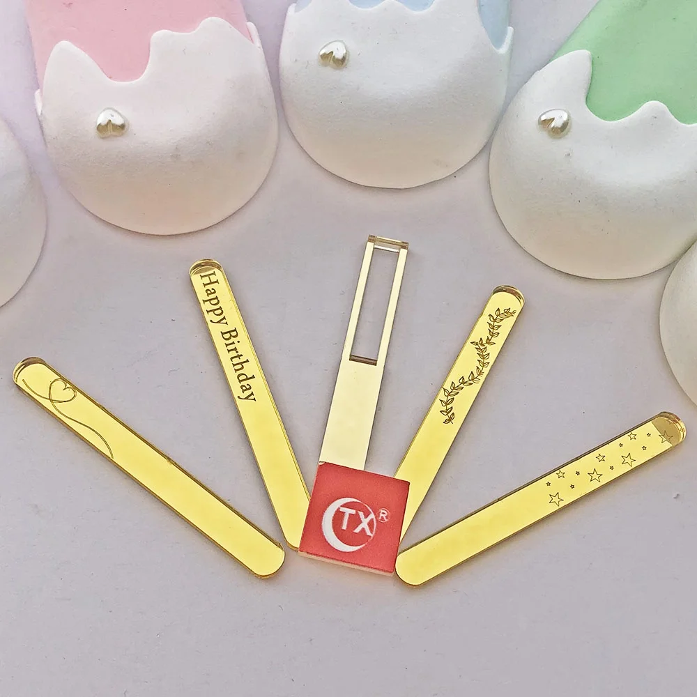 

TX 50PCS per bag Laser Mark Mini Acrylic Ice Cream cakesicle sticks Custom Popsicle Sticks for Birthday Baby Shower Baking Tools, Customized color