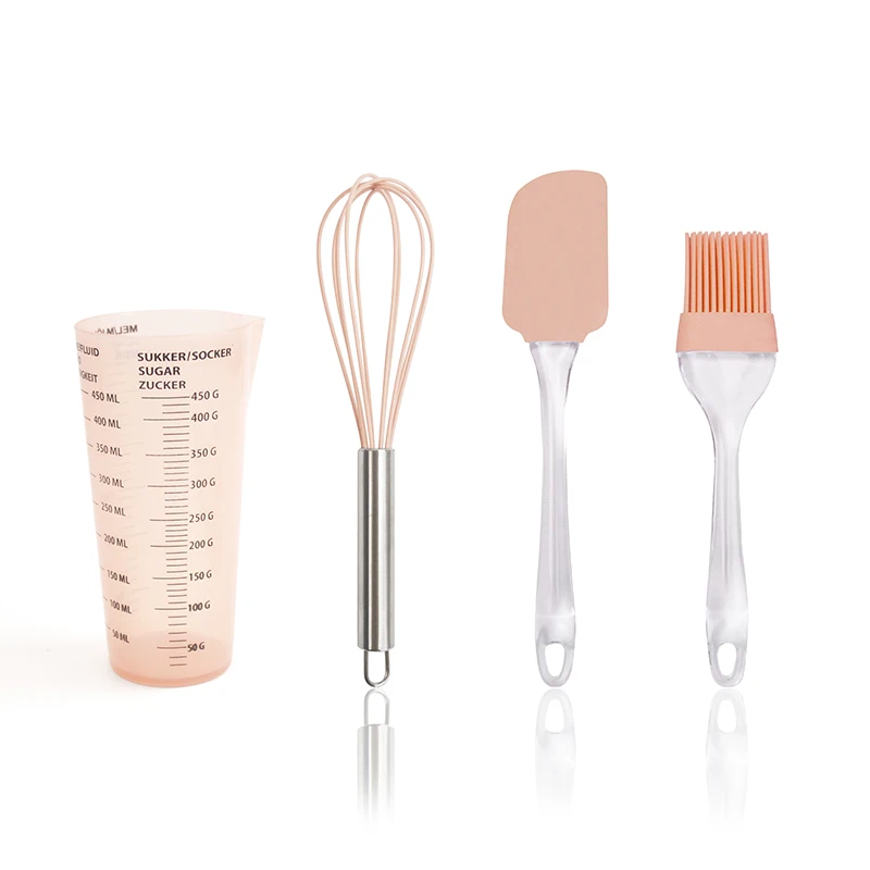 

Factory Stocked 4 Pieces Silicone Baking Tools Spatulas And Brushes Set With Measuring Cups, As photo, or customize