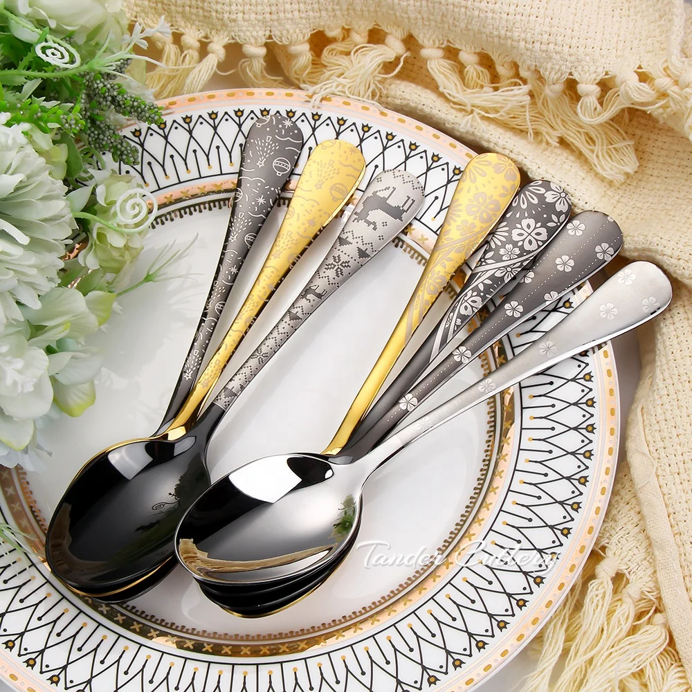 

304 Titanium Gold / Black / Rose gold / Silver Plated Stainless Steel Flatware Set, Shinny 18-10 cutlery set, Silver, gold, rose gold, black