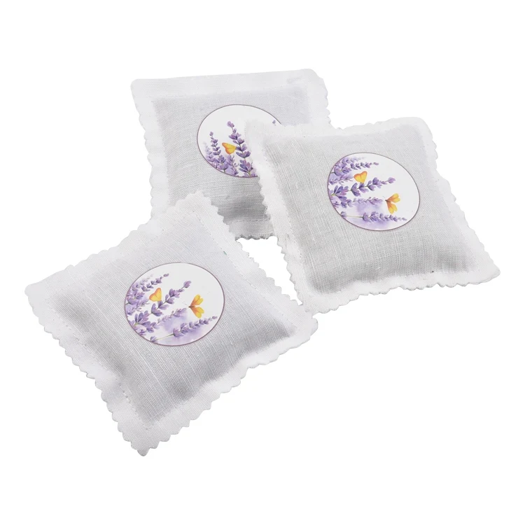 
Wholesale Natural Cotton Fashion small scented pillow Custom size white cotton square dry lavender buds scented sachets 