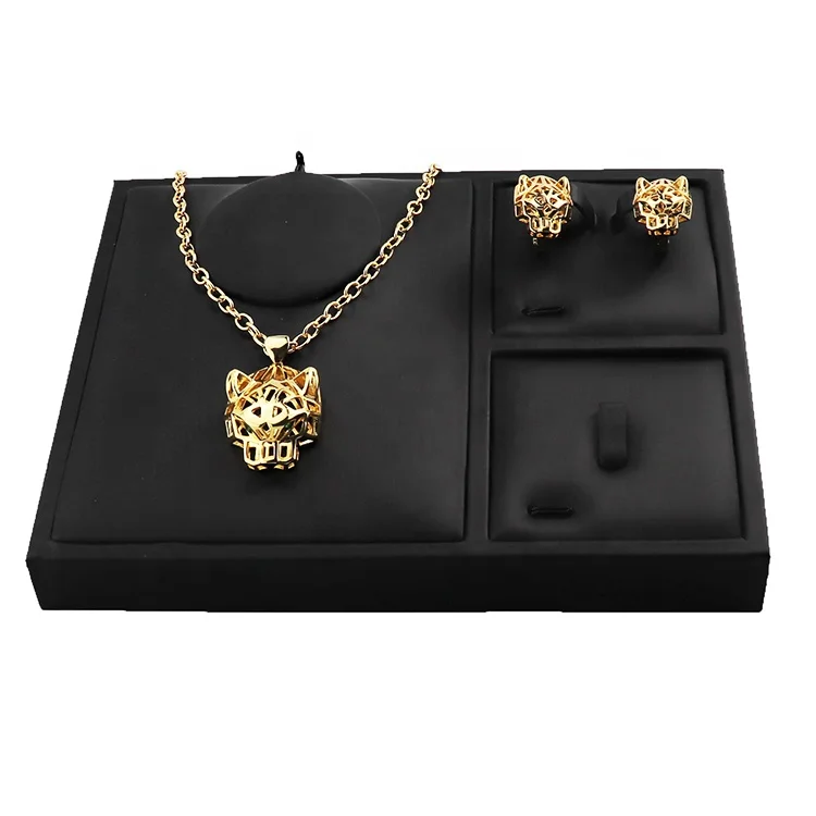

High quality fashion jewelry brand set for women hollow panther 18k filled gold necklace earrings set jewelry