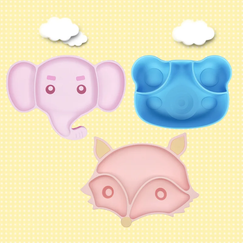 

Bpa free cute silicone plates for baby