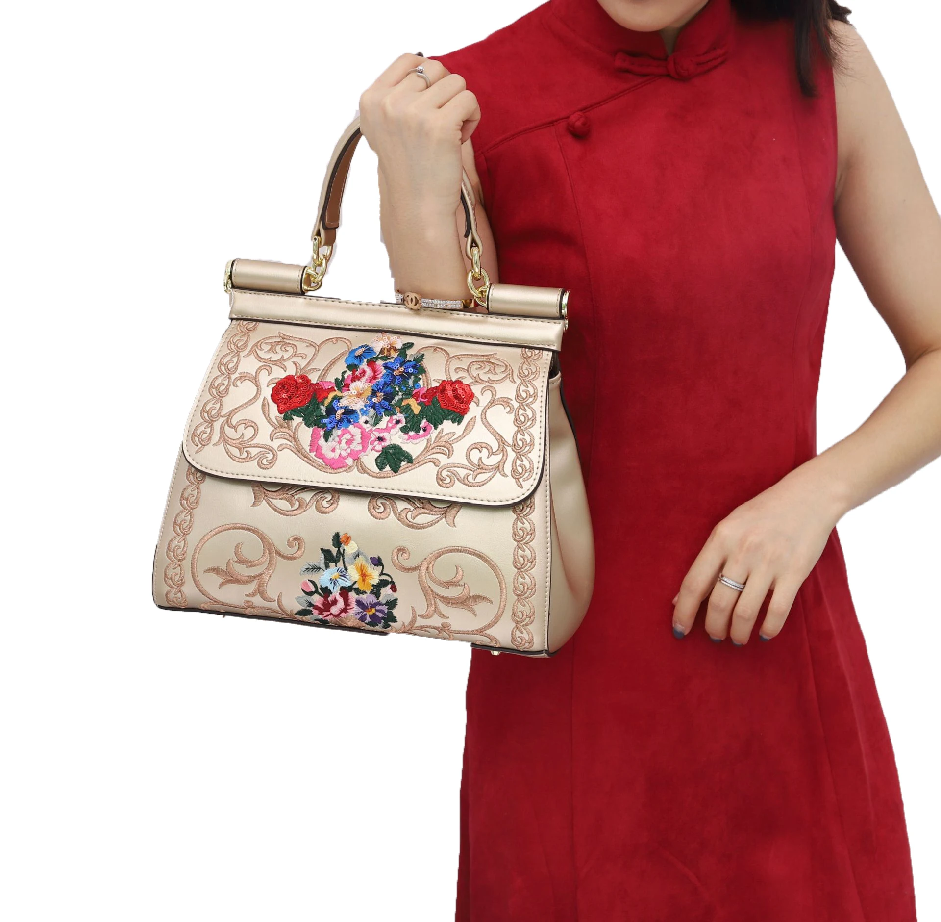 

2021 New Arrivals Designer Pu Women Embroidery Luxury Handbag For Women