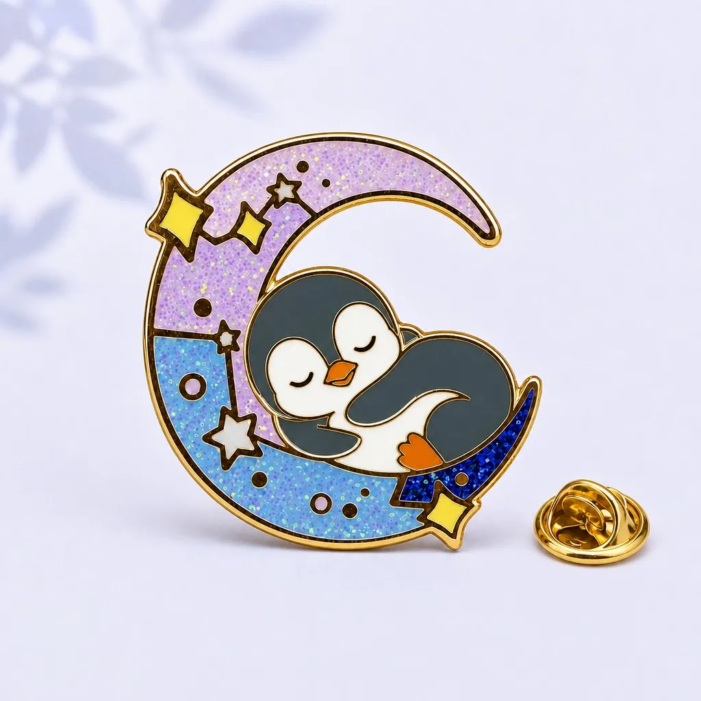 Sleeping Penguin Chick Enamel Pin