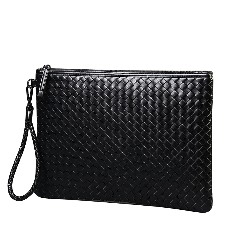 

Brands Men's Leather Weave Knitting Clutch Bag Shoulder bag Wallet Handy Bag Handbags Day Clutches Male Large Purses