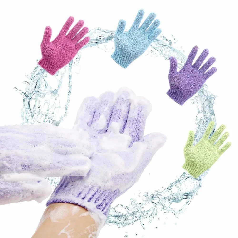 

Wholesale Vegan Body Scrubber Custom Nylon Five Fingers Mitt Massage Exfoliating Gloves Bath Mitt Shower Exfoliating Gloves, Customized color