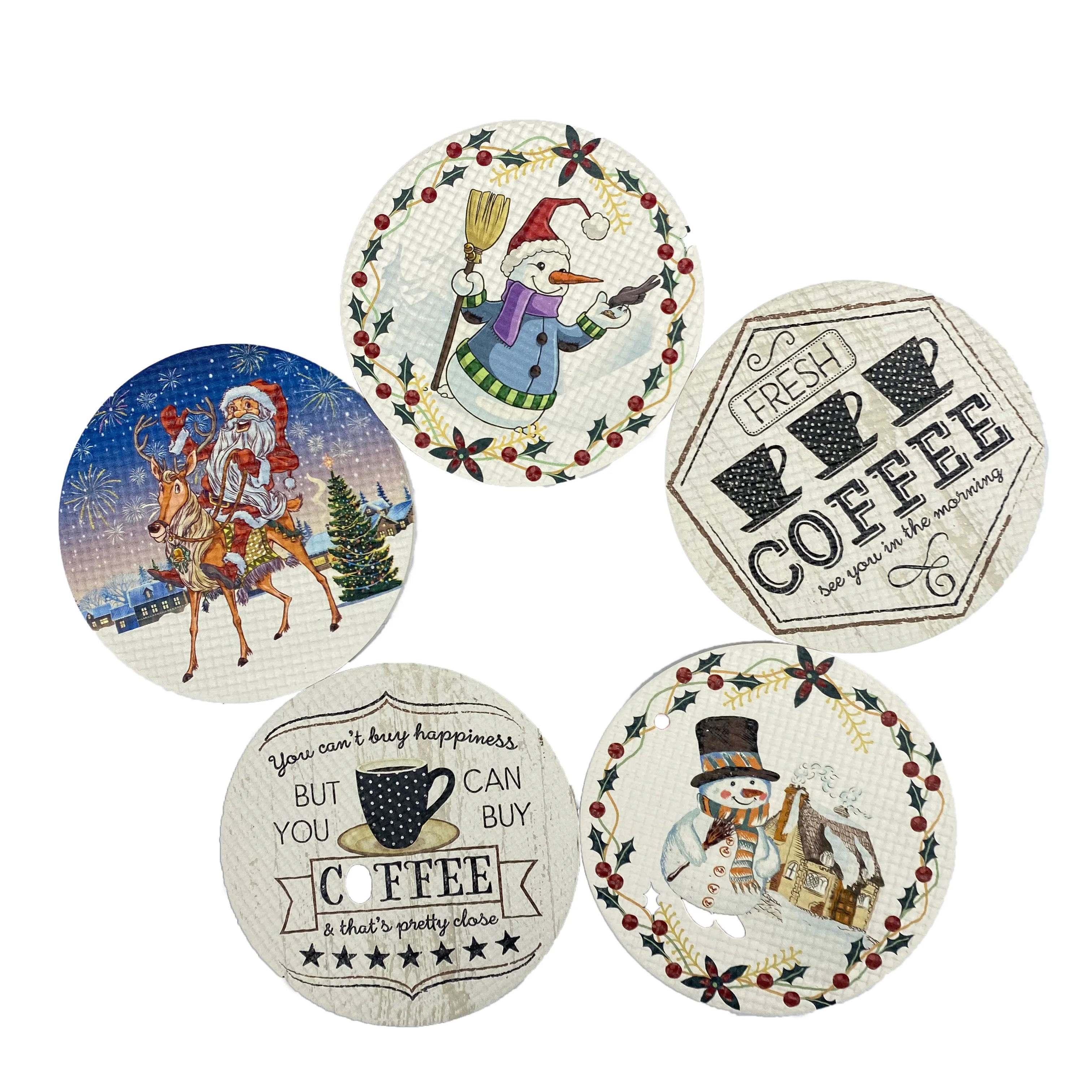 

Custom New Design Category Cork Base Absorbent Double Non-slip Round Ceramic Coasters For Drink