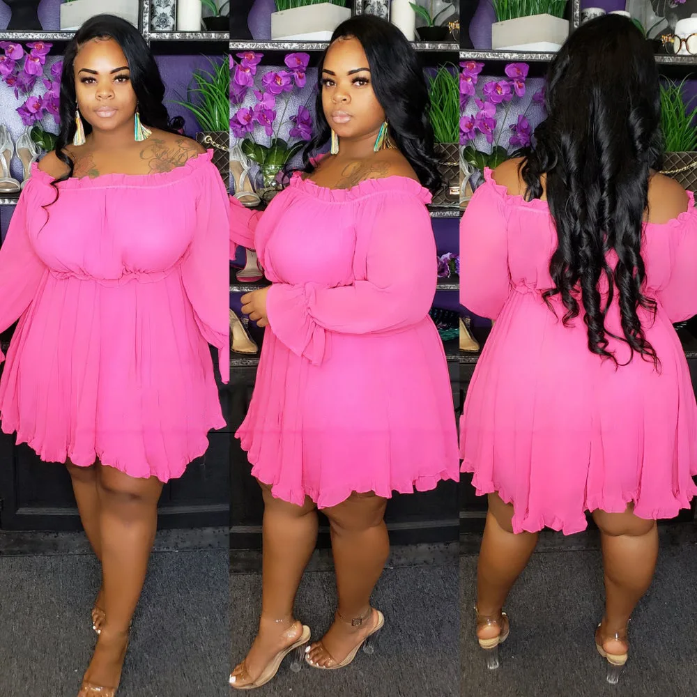 

Spring New Design Plus Size Women Clothing Casual Ladies Ruffle Long Sleeve Plus Size Dress, Yellow,blue,red or customized colors