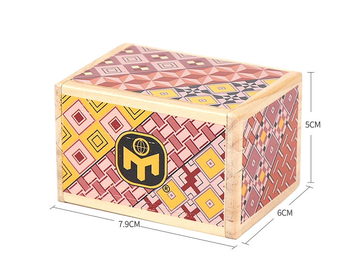 12 Steps New!! Wooden Japanese Puzzle Magic Trick Box Square Cube Mensa 