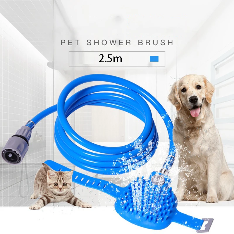 

Pet Dog Multi-Functional Massage Brush Dog Shower Hose Massage Sprayer With Bathing Brush Pet Cleaning, As picture