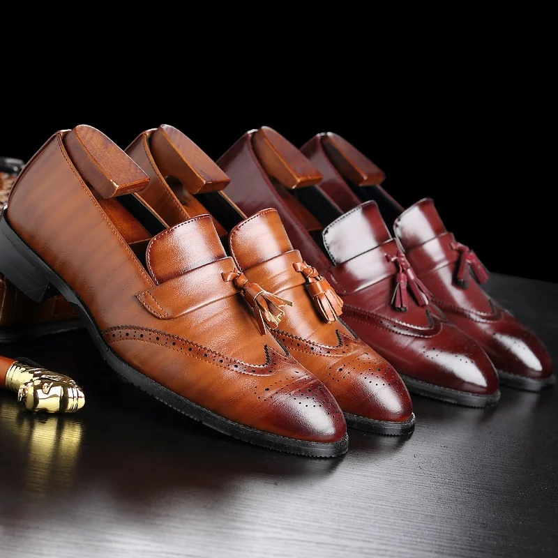 

Men's Fashion Breathable Pointed Shoe Sequins Wild Slip-On Leather Shoes