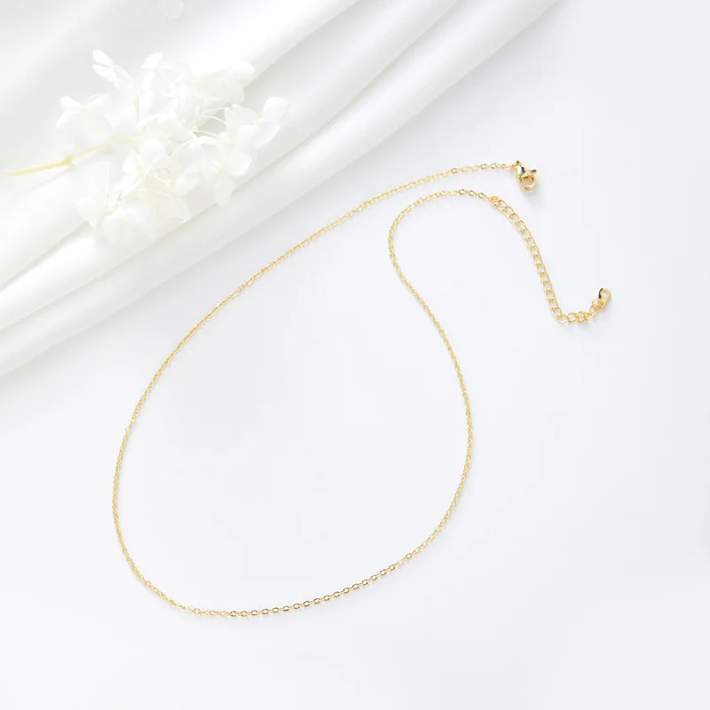 

Simple Design Width 1.5mm O-Chain Brass 14K Gold Plated Flat Round Chain Necklace