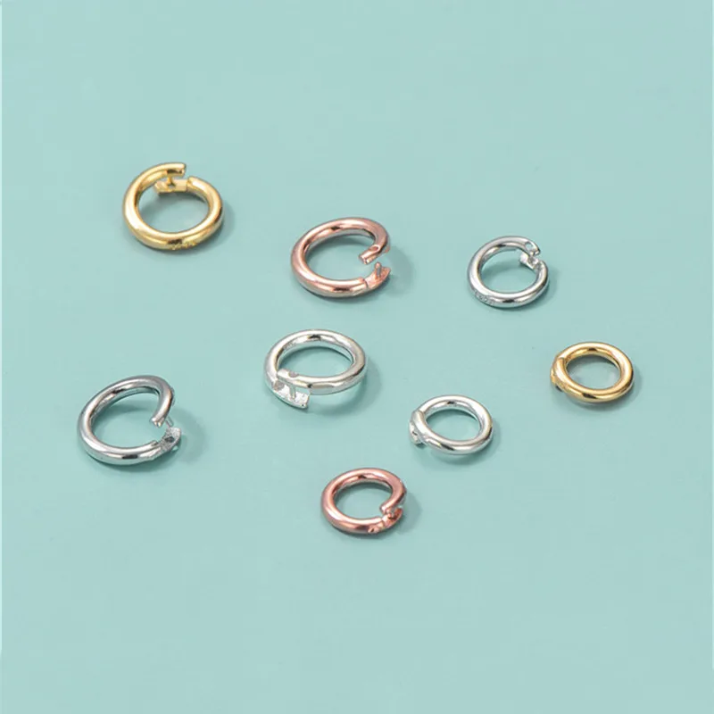 Hot Sale 925 Sterling Silver Half Open Half Closed Rose Gold Plated Open Jump Ring for Necklace Jewelry Making