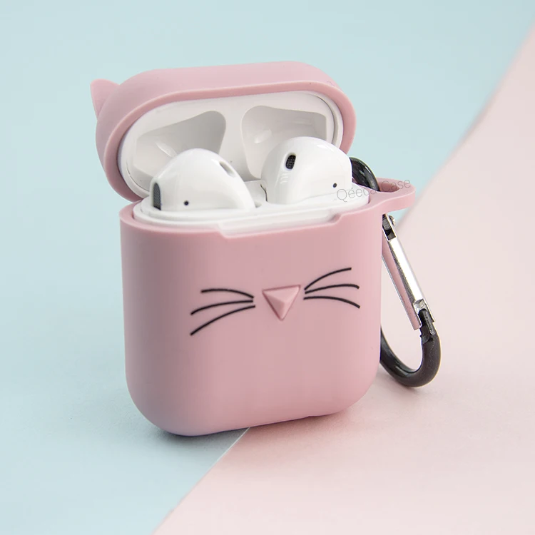 Cute Simple Case For Airpods 1 2 Case Silicon Cover With Hook Lucky Cat