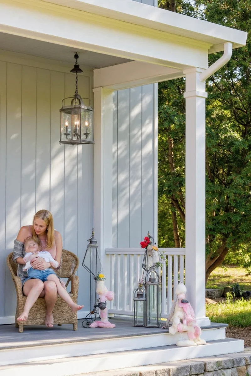Family-friendly lantern porch setup