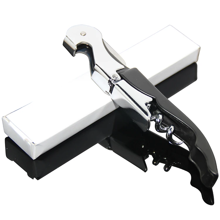 Free White Paper Box Packing Promotional Black Multipurpose Wine Opener Stainless Steel In Stock Blank Cheap Bulk Bottle Opener