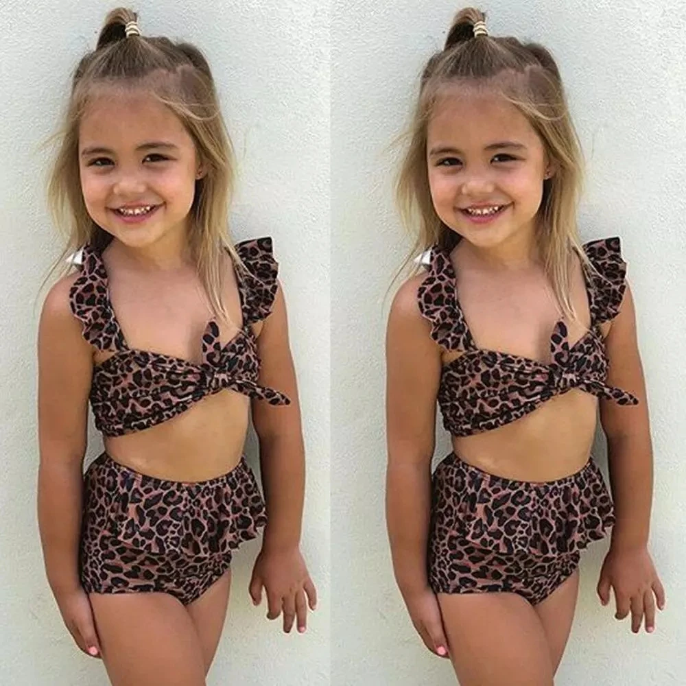 

2021 Split Swimsuit Baby Girl Bikini kids girls swimwear Leopard Print 80cm-120cm