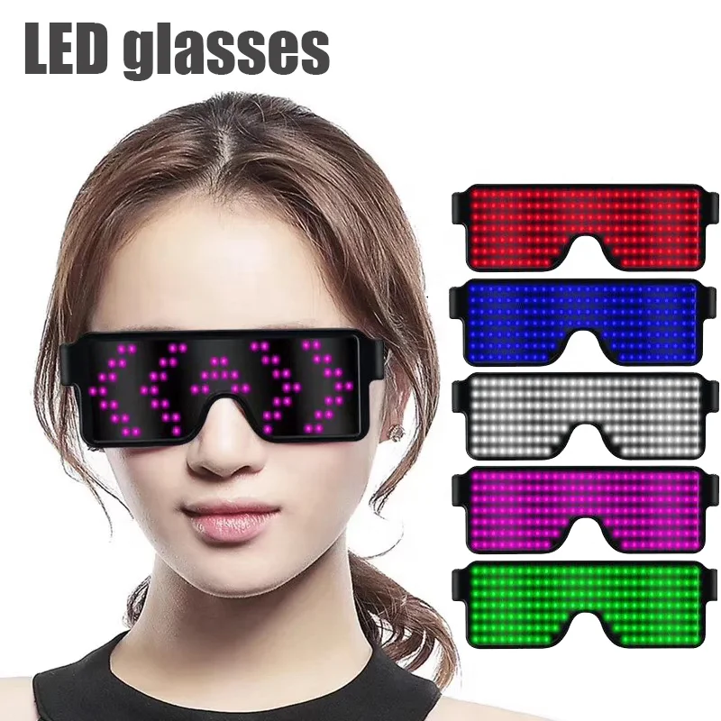 

TTSG-0187 New Arrival Wholesale Rave Party Light Up Message Pattern Display Flashing Led Sunglasses