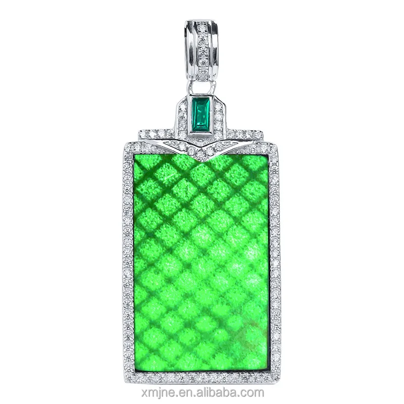 

S925 Silver Inlaid Natural Ink Emerald Grade A Jadeite Ink Jade Wuwu Brand Translucent Jade Pendant Fashion Simple Women's 1