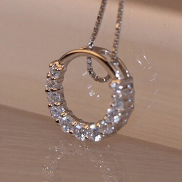 

CAOSHI Latest Jewelry Fashion Simple Diamond Eternal Hollow Silver Pendant Necklace Women