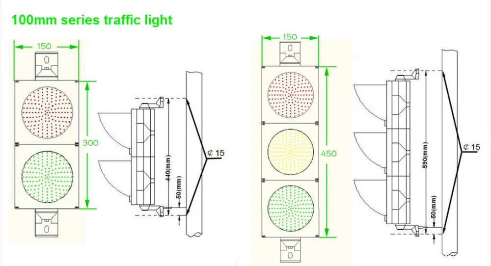 Lampu sinyal lalu lintas merah dan hijau mini