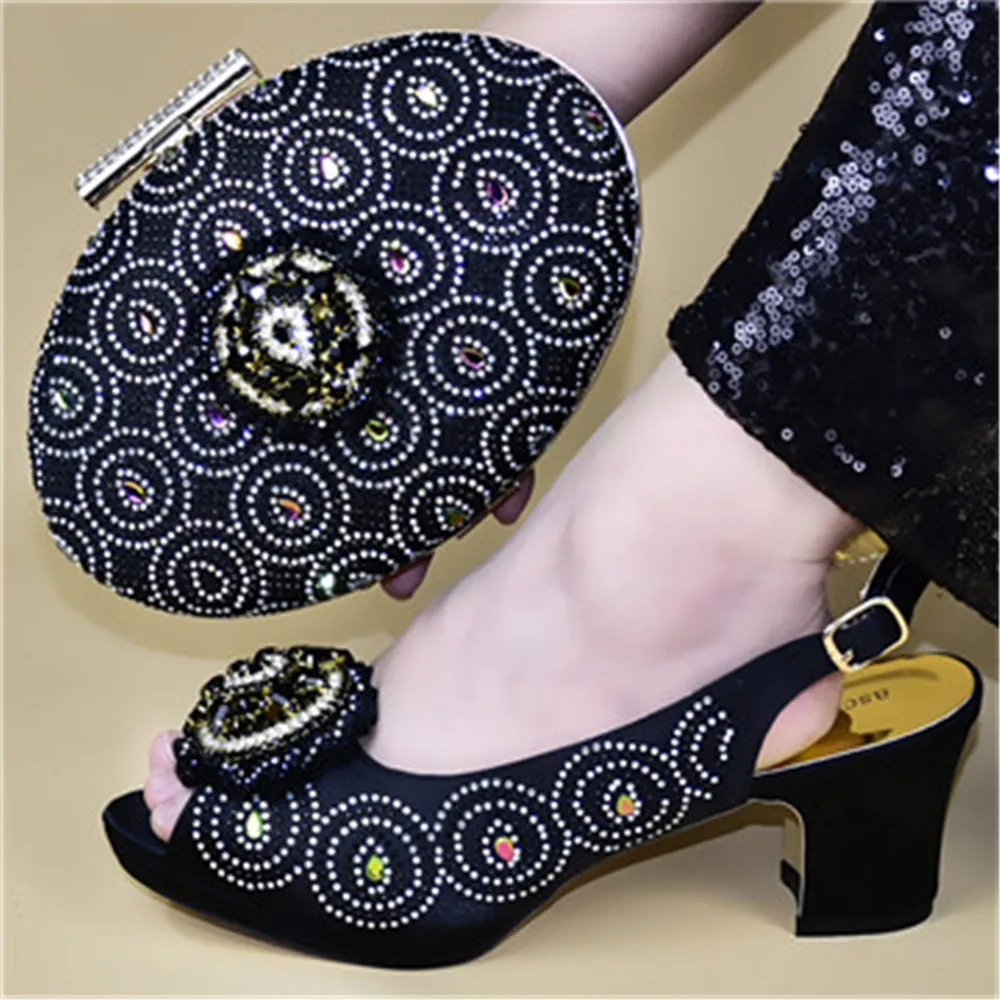 

2019 wedding italian shoes and bag set for nigeria party high heel shoes and matching bag ES94