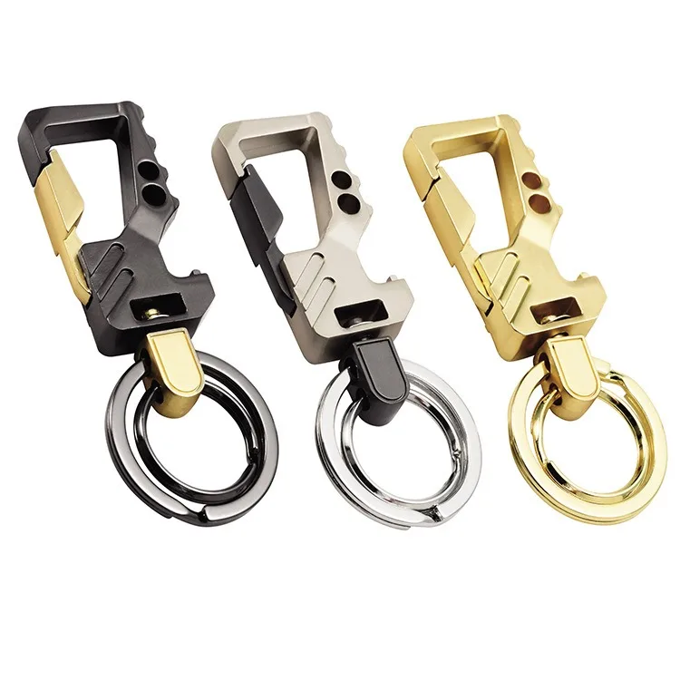 

Hot Deals Men Stainless Steel Beer Bottle Opener Keychain Car Metal Keychains with two keyrings