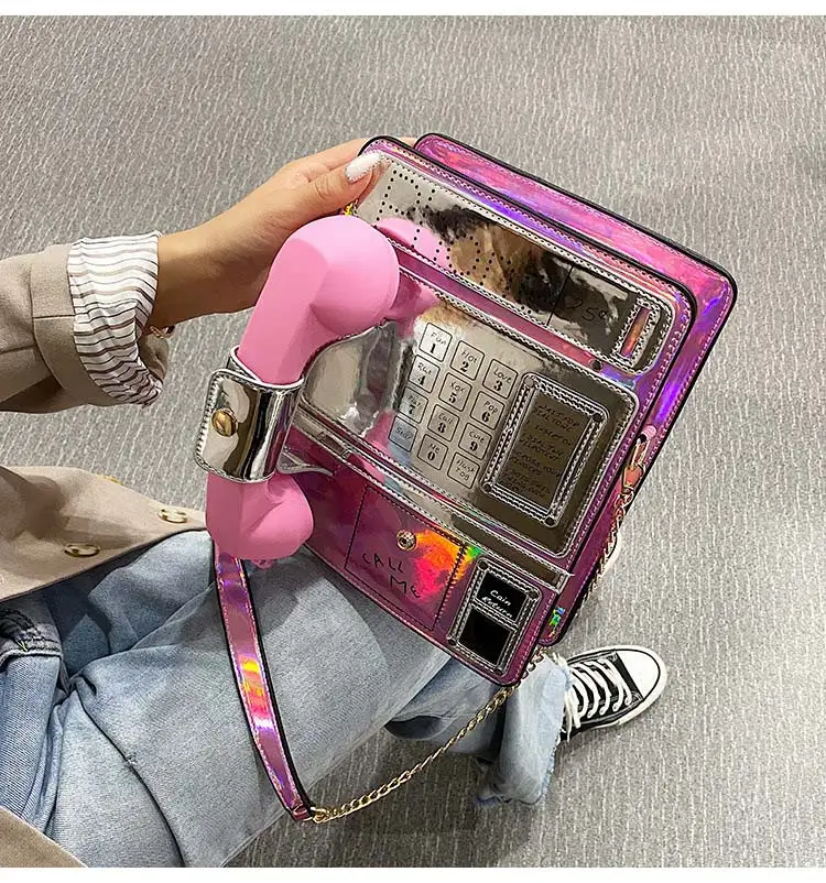 

Wholesale Telephone PU Telephone Shaped Women Purses and Shoulder Crossbody Messenger Bag Tote Bags Clutch Purse
