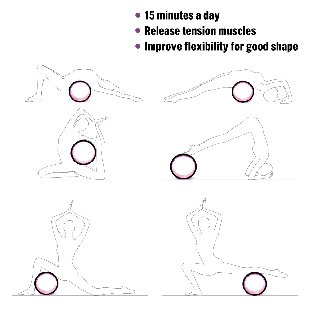 Pc Tpe Yoga Pilates Circle Ring Fitness Roller Women Yoga Wheel Back