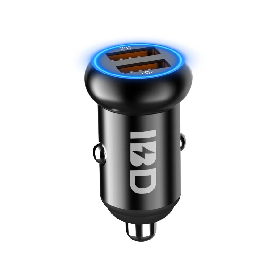 

IBD factory oem wholesale mini design protable 36W QC3.0 Dual Ports Car Charger for iphone