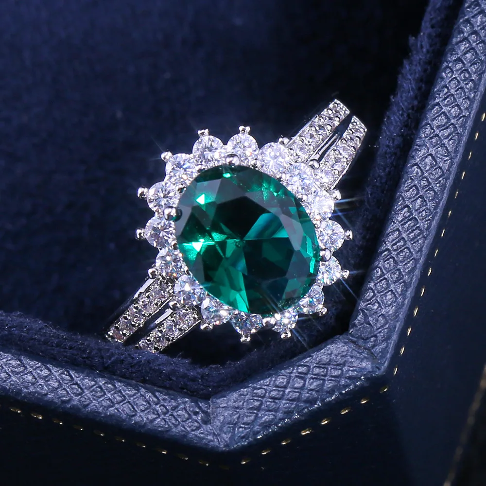 CAOSHI Luxury Dainty Female Rings for Women Wedding Rings Jewelry Gifts Green Zirconia Ring Women