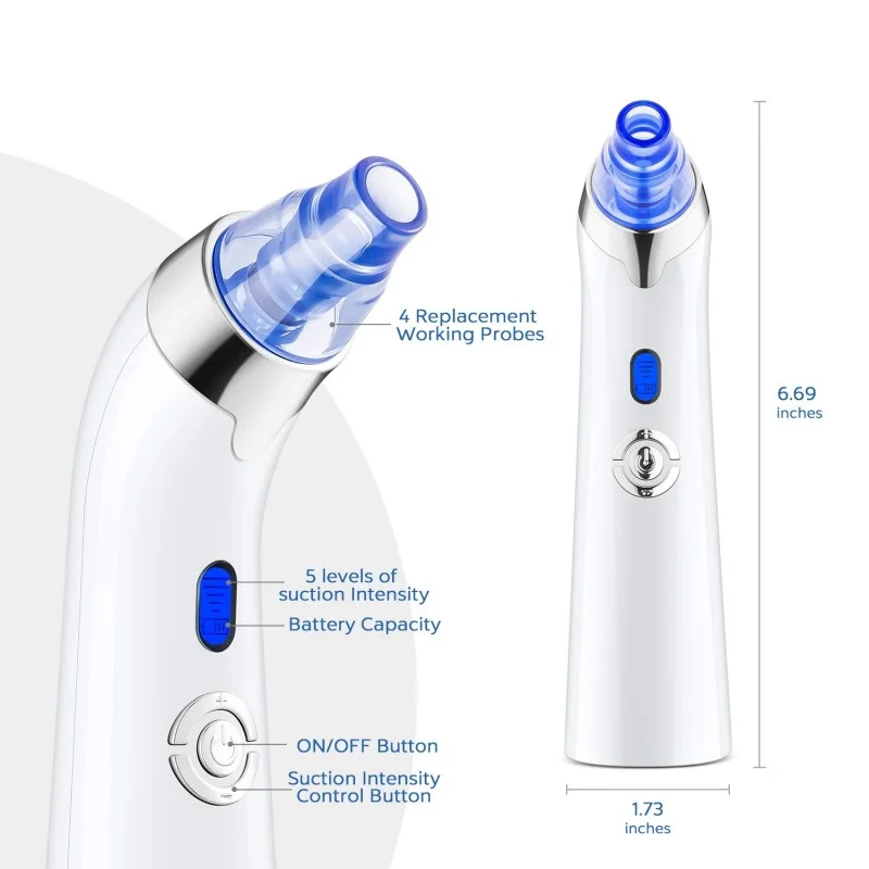 

Facial electric logo microdermabrasion portable smart derma suction tool kit acne pores cleanser blackhead remove vacuum, Blue& white