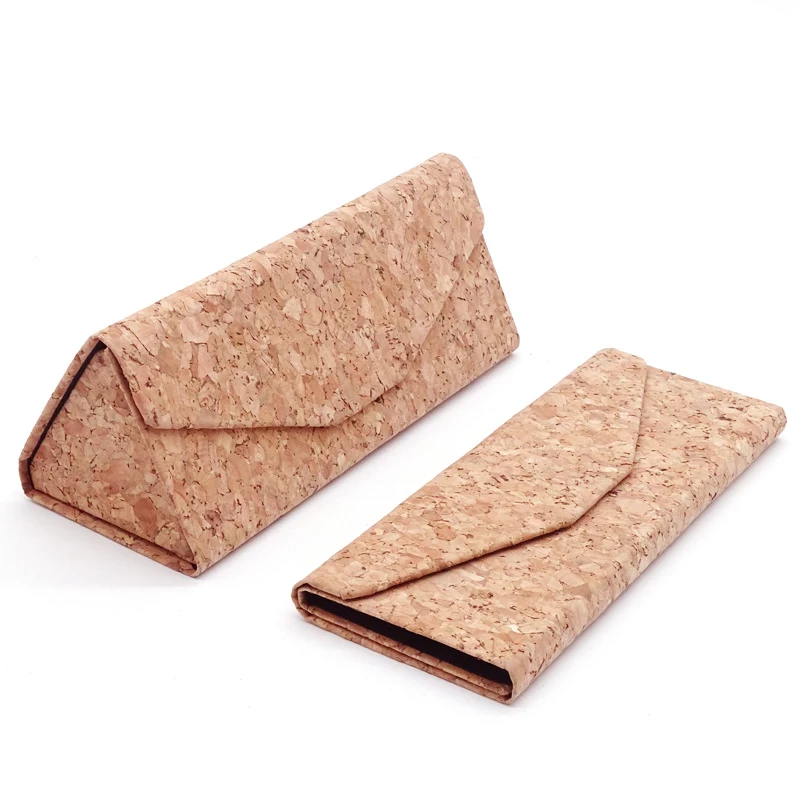 Wholesale Fashion Leather Semi-Hard Classical Folding Handmade Magnetic Rectangle Cork Glasses Case Sunglasses Packaging Box