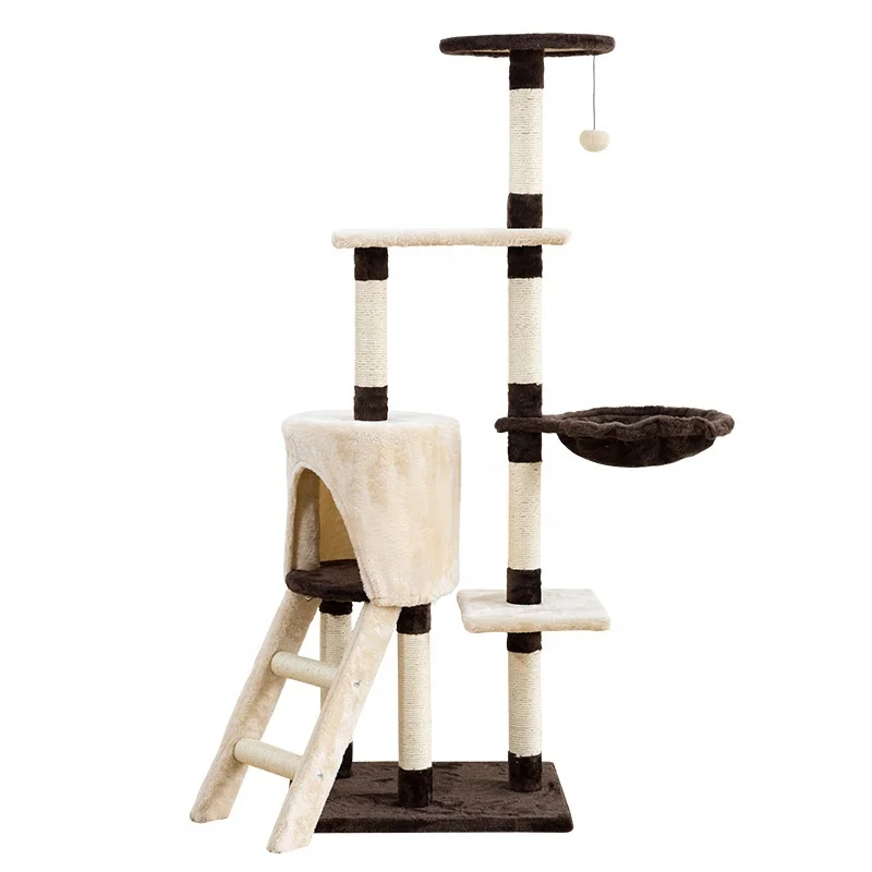 

Cat Scratcher Durable Sisal Rope Sleeping Tree Tower With Reasonable Price Bamboo Cactus Cat Shelf