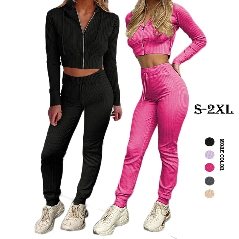 

2022 Spring Clothes Slim Fit 2 Piece Pants Set Women Outfits Two Piece Sweatpants Hoodie Set