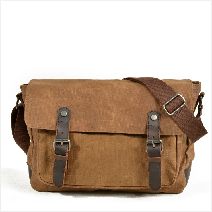 

Outdoor Leisure Sports oblique bag oil wax vintage canvas bag one-shoulder crossbody men's waterproof shoulder bag, 4 colors