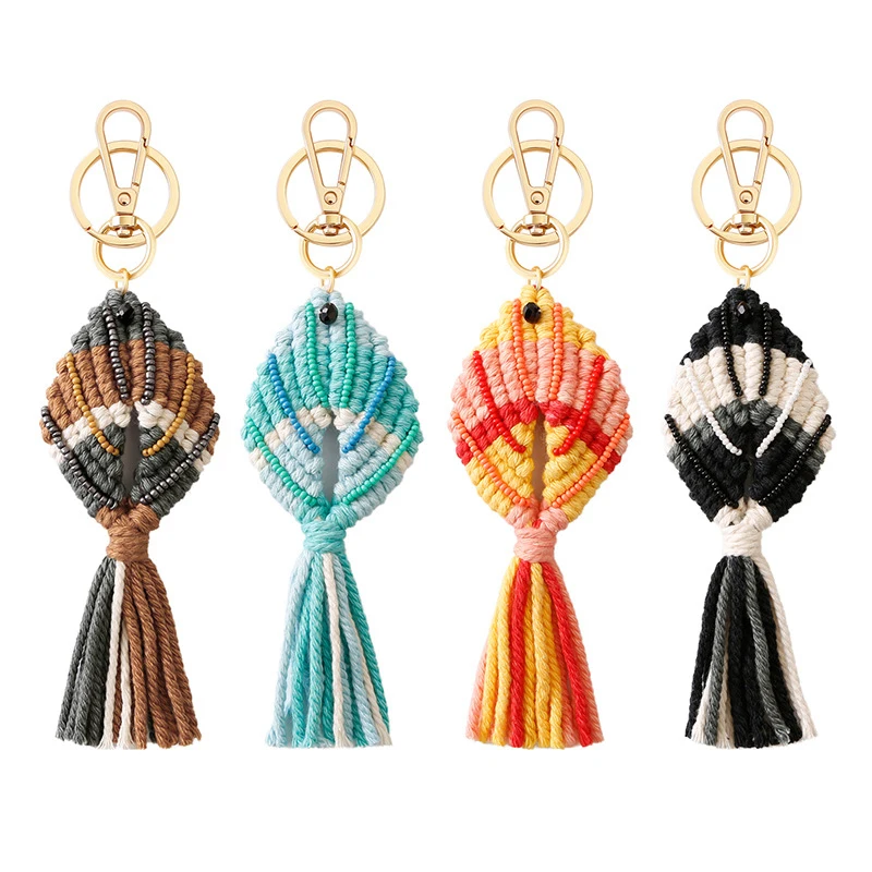 

Llavero Artesanal Bohemian Hand-Woven Bag Charm Rope Braid Knotted Ocean Style Wristlet Ugly Fish Keychain