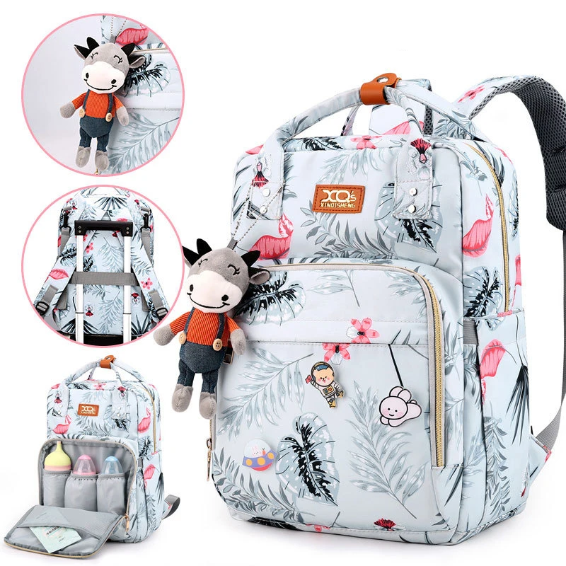 

BB050 New cartoon printed oxford nappy travelling hospital large breast milk cooler bag mommy diaper backpack, Colors
