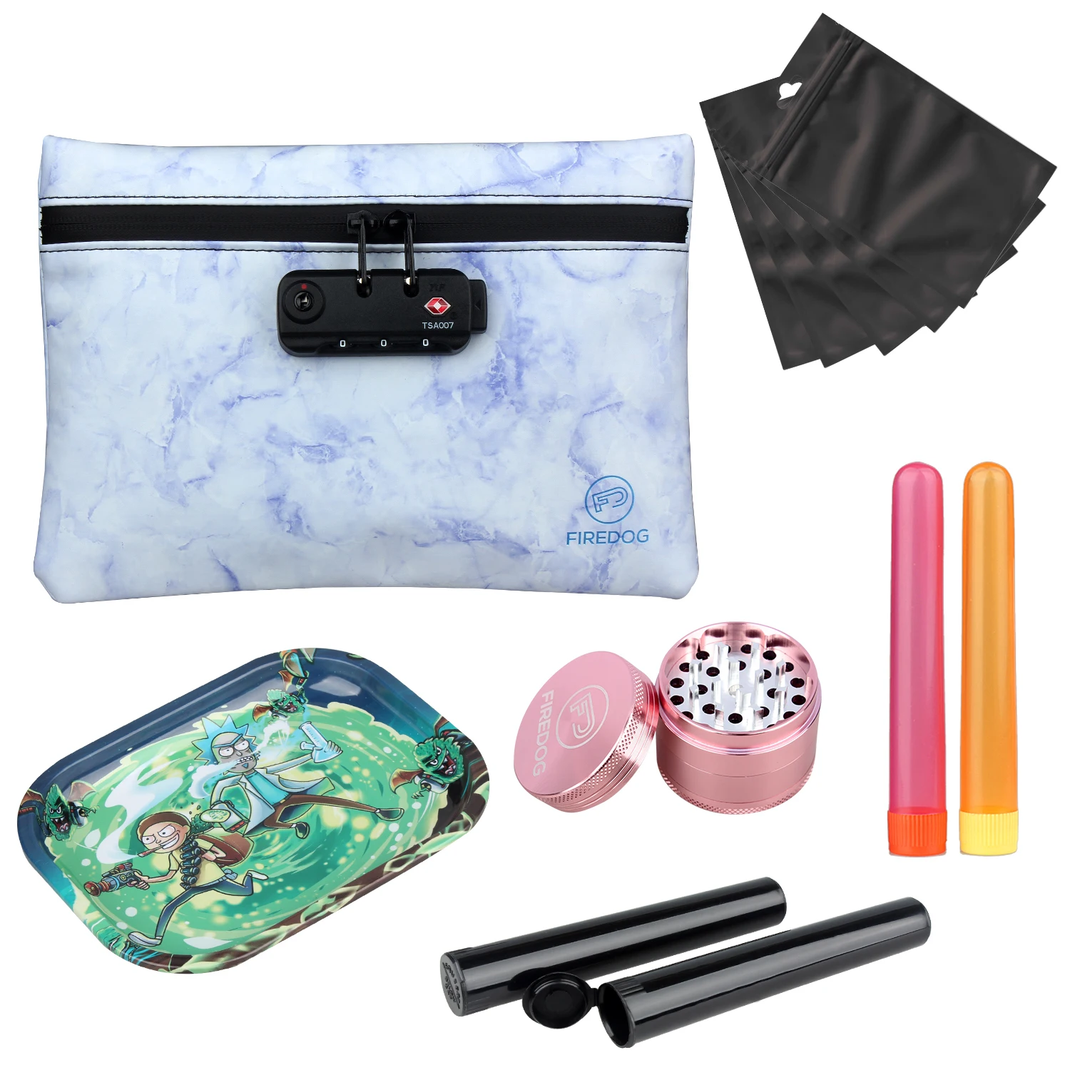 

FIREDOG Cookies Mylar Bag Carbon LIned Weed Stash PU Leather Smell Proof Bag Kit