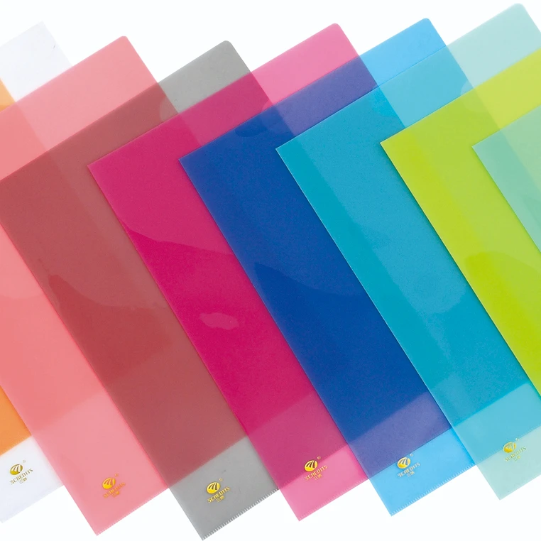
L-Type Plastic Folder - 18C Transparent Clear Document Folder for A4 Size Paper Sleeves 
