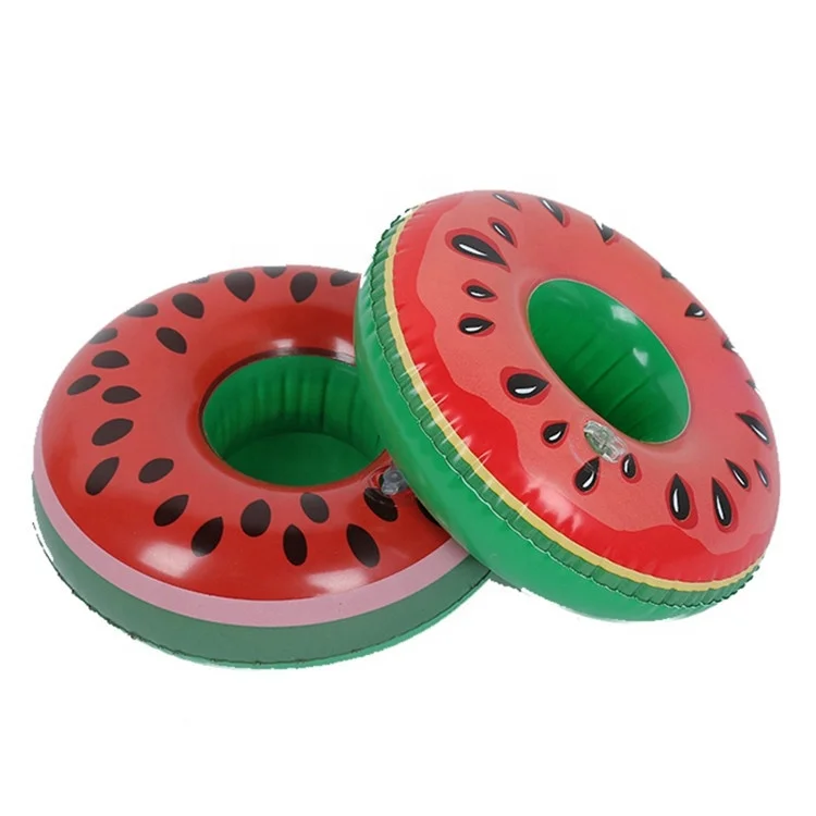 

Watermelon Beer Beverage Round Inflatable Float Cup Drink Holder watermelon inflatable cans holder, Red and green