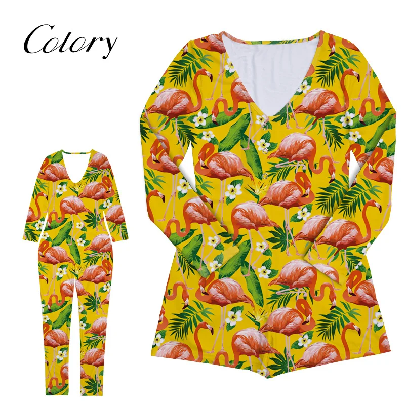 

Colory Onesie With Butt Flap Onesies For Women Long Sleeve Wholesale High Quality Sexy Pajamas Fashion, Customized color