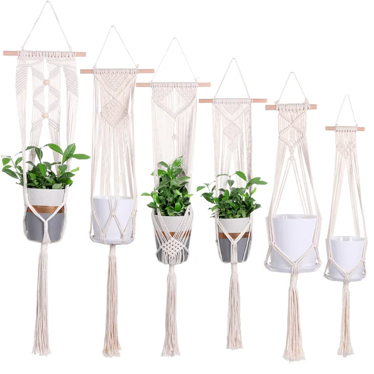 

Handmade Woven Macrame Plant Hanger, Picture show or customized color